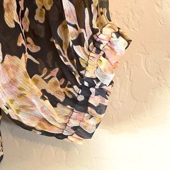 Lauren Conrad Fairy Plus 1X Floral Chiffon Peasant Blouse Sheer Sleeve Romantic - Picture 10 of 10